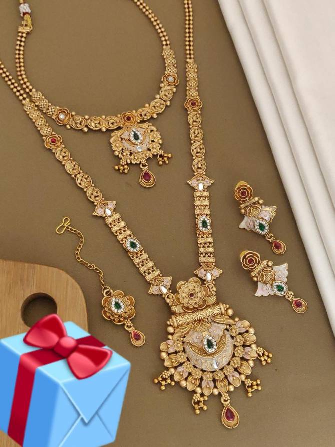 Gold Pleted Matte Necklace Combo Set Wholesale Shop In Surat
